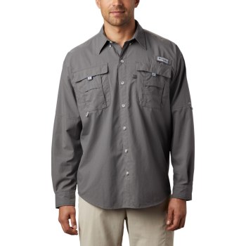 Columbia Overhemd Heren, PFG Bahama II Long Sleeve Grijs, 74LGCXHBE